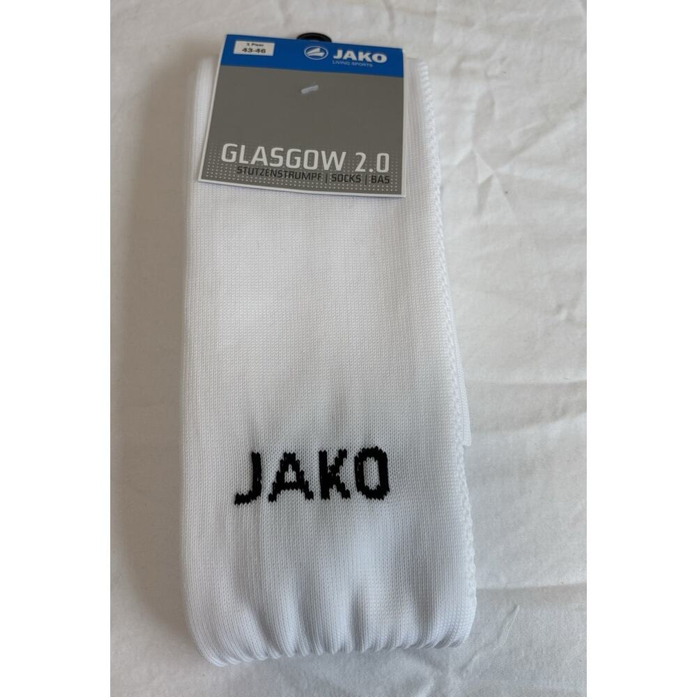 NWT Jako Unisex Glasgow 2.0 Socks White Training Athletic Football Soccer 43-46